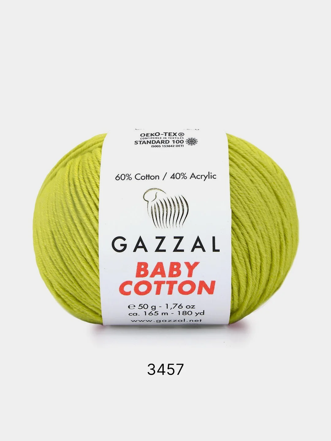 Золотистый хаки пряжа Gazzal Baby Cotton 40% акрил 60% хлопок 50 г 165 м