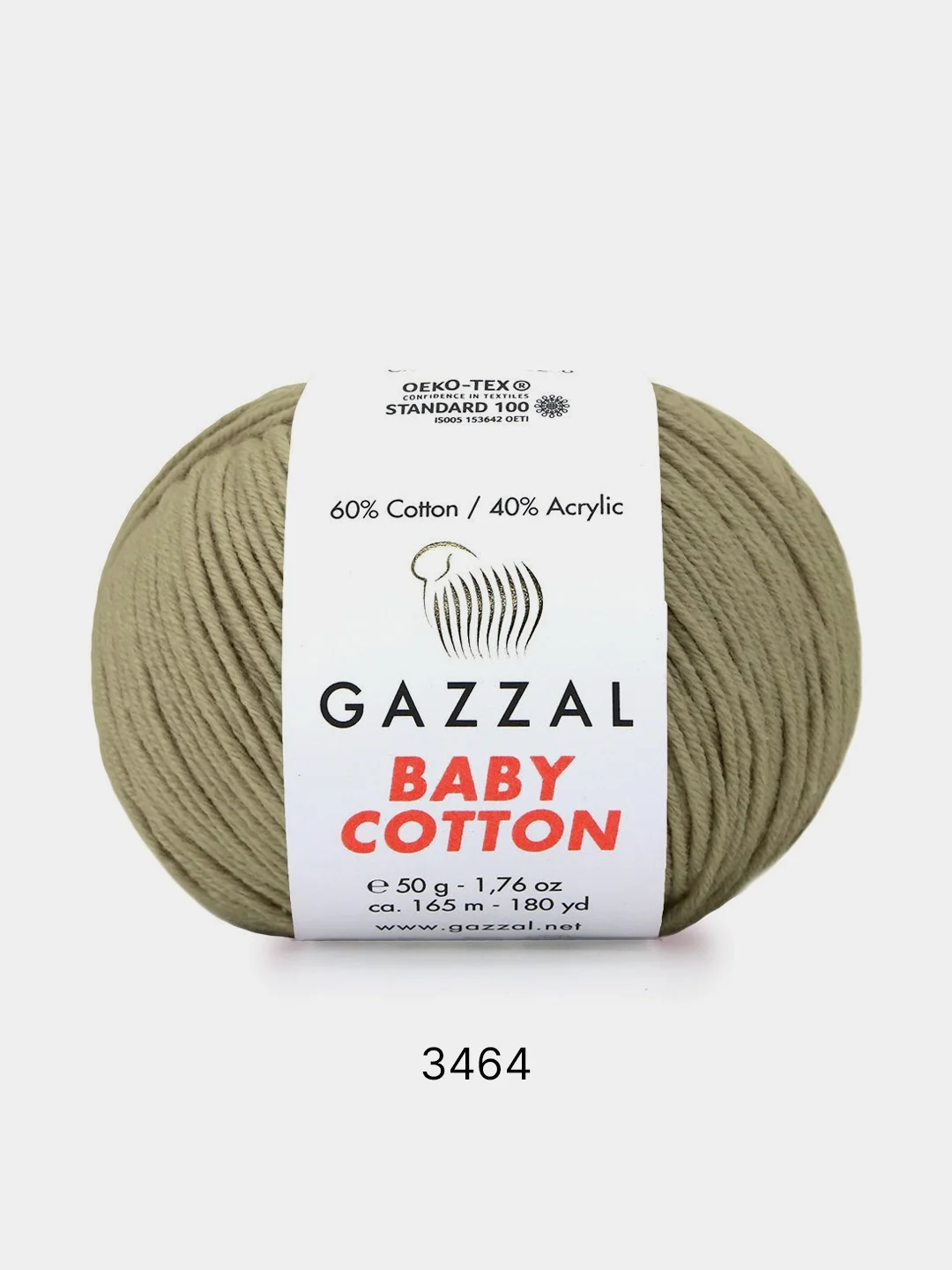 Песочный хаки пряжа Gazzal Baby Cotton 40% акрил 60% хлопок 50 г 165 м