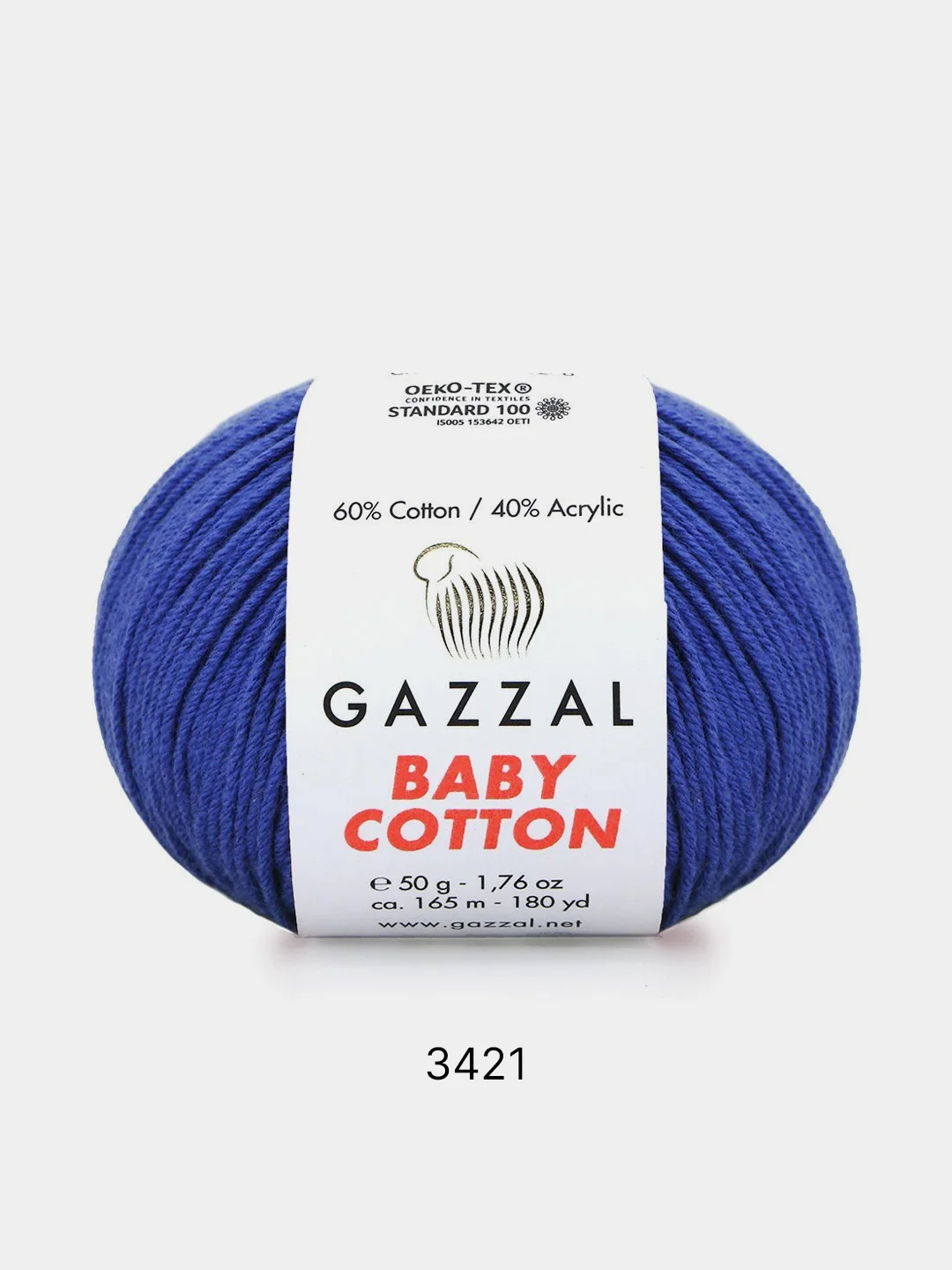 Темно-синий пряжа Gazzal Baby Cotton 40% акрил 60% хлопок 50 г 165 м