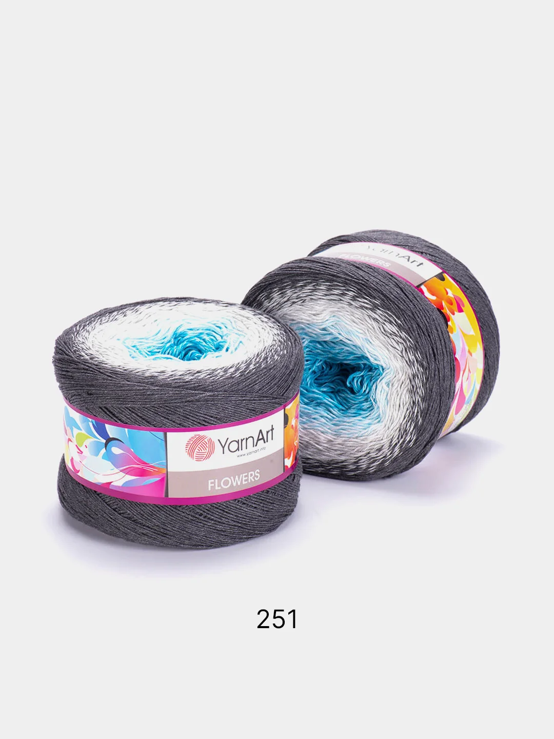 Ледяной пряжа YarnArt Flowers 55% Хлопок 45% Полиакрил 250г 1000м, 1 моток