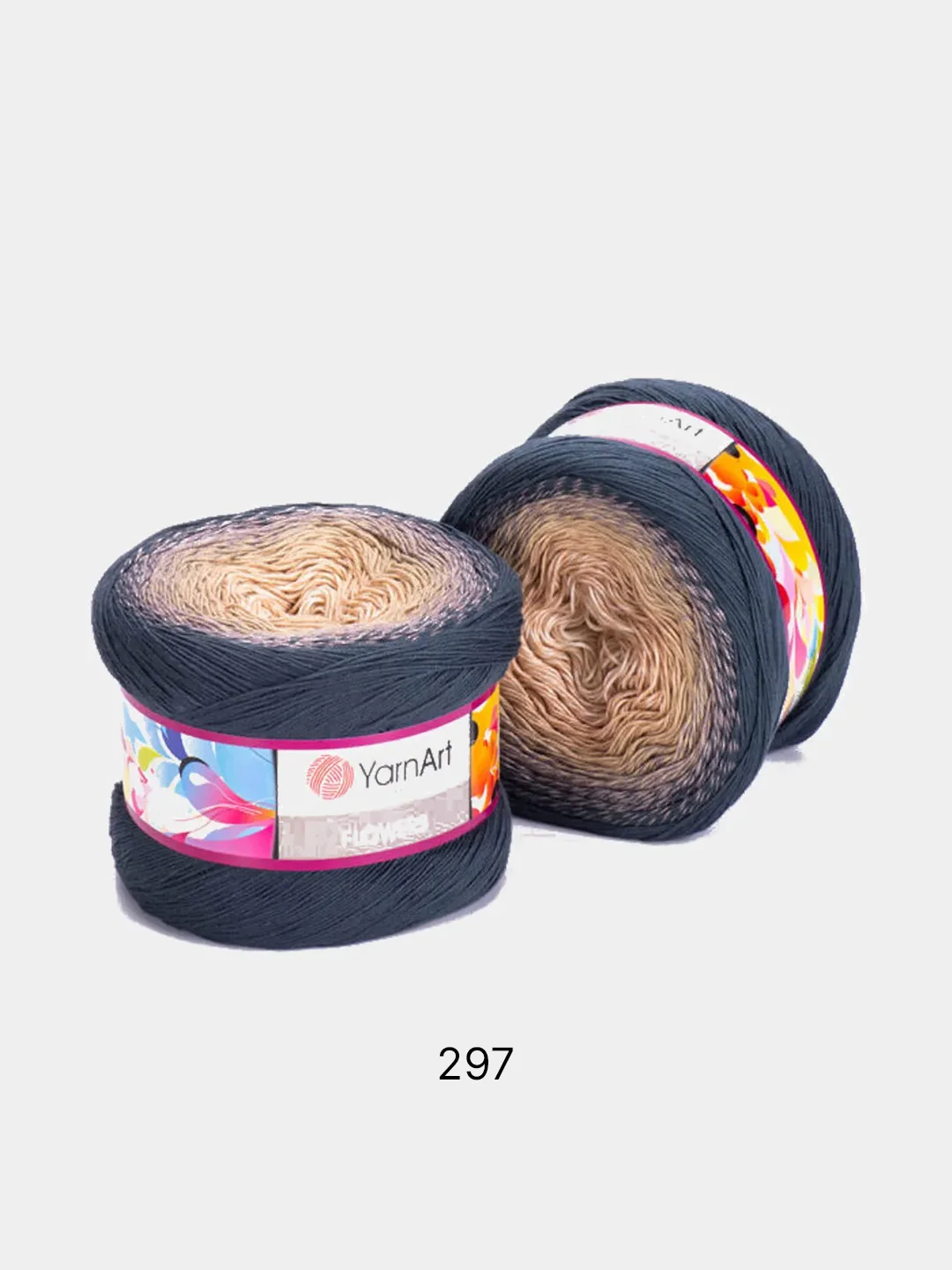 Синий меланж пряжа YarnArt Flowers 55% Хлопок 45% Полиакрил 250г 1000м, 1 моток
