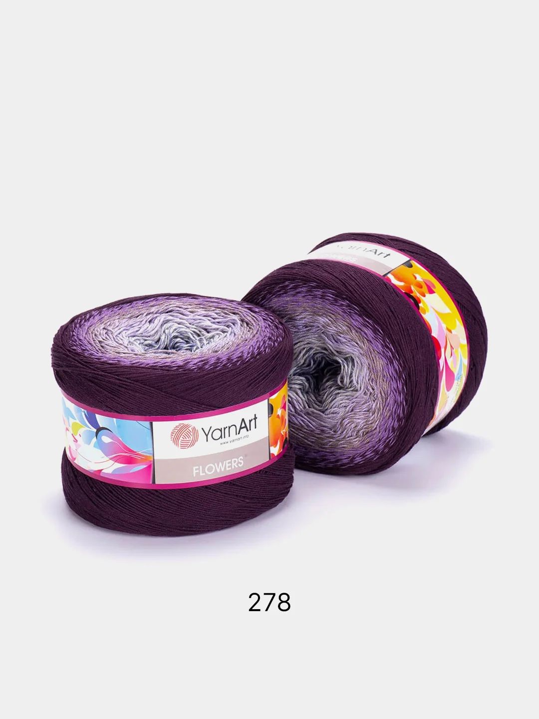 Пурпурный пряжа YarnArt Flowers 55% Хлопок 45% Полиакрил 250г 1000м, 1 моток