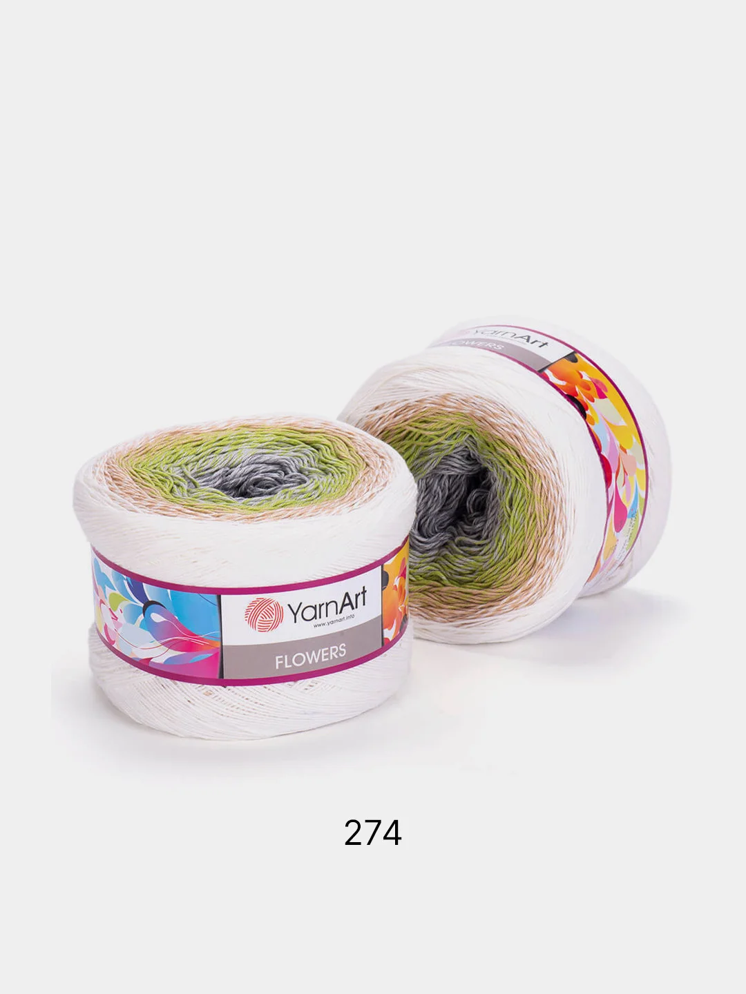 Лесной зеленый пряжа YarnArt Flowers 55% Хлопок 45% Полиакрил 250г 1000м, 1 моток