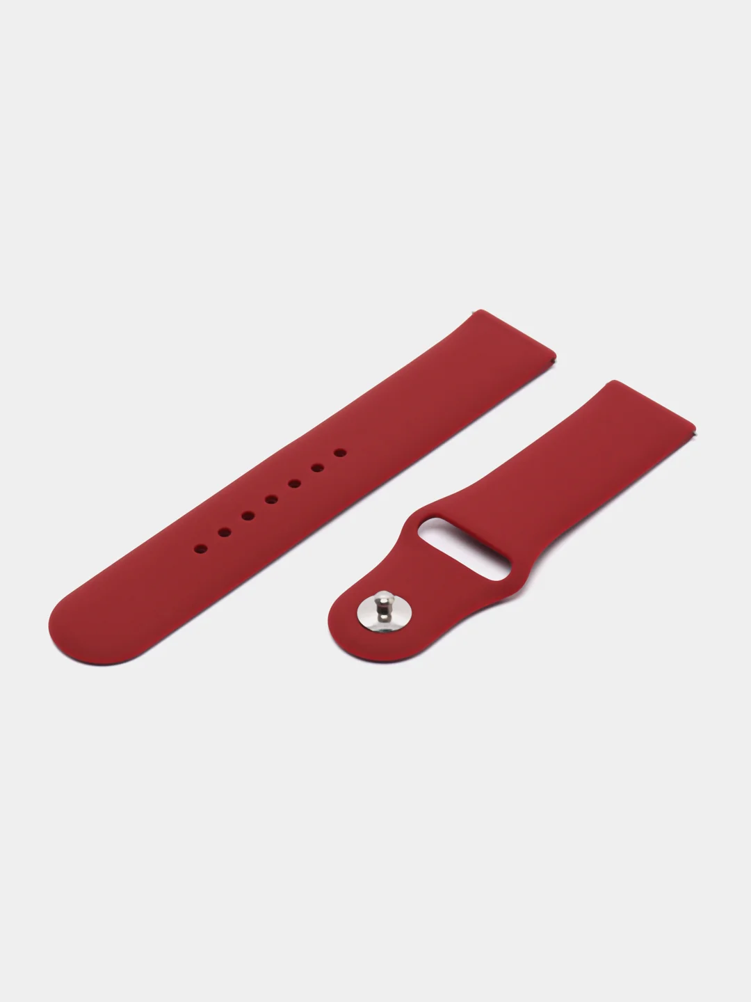 Бордовый ремешок силиконовый с кнопкой для Xiaomi, Amazfit Bip, Samsung, Huawei, 22 мм