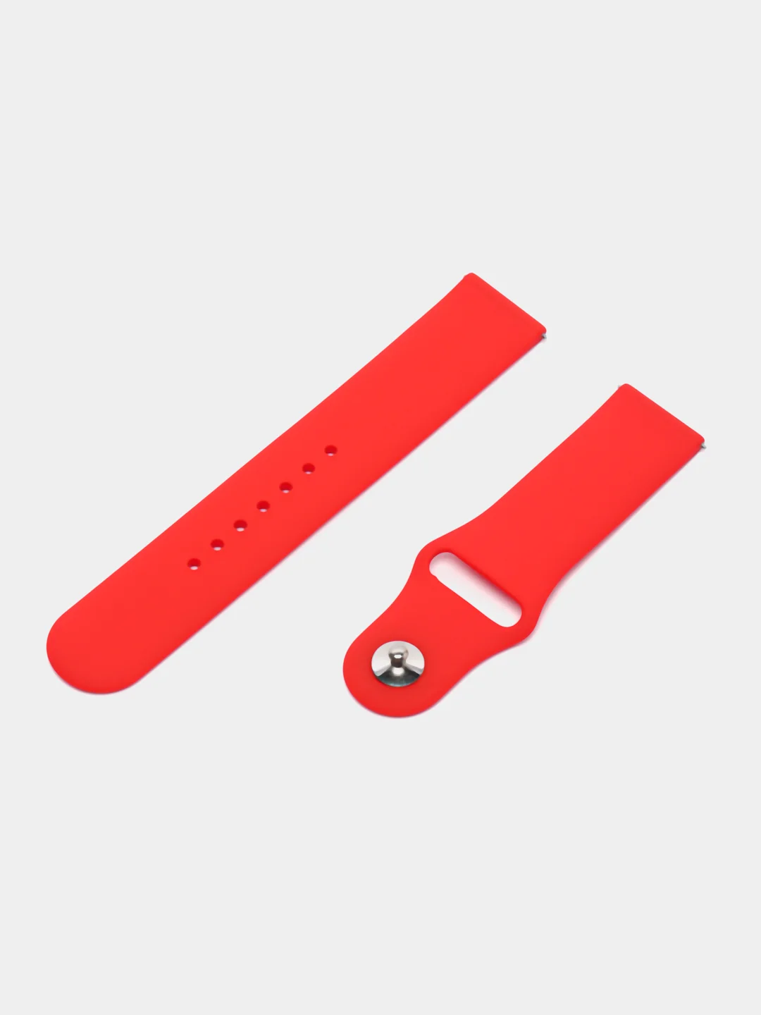Красный ремешок силиконовый с кнопкой для Xiaomi, Amazfit Bip, Samsung, Huawei, 22 мм