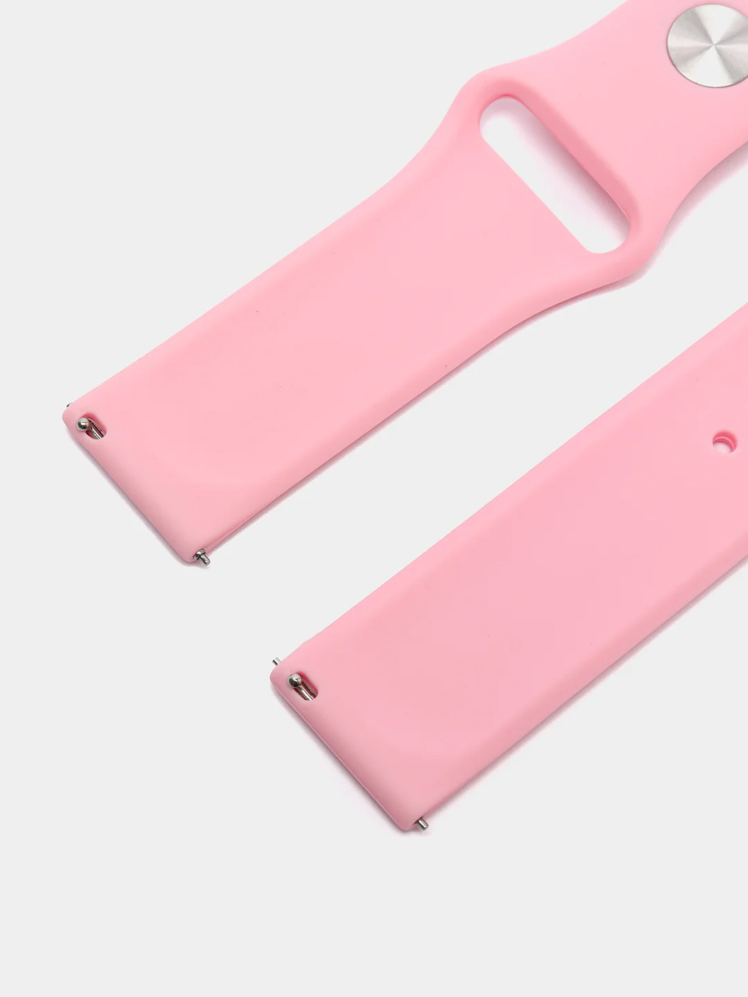Розовый ремешок силиконовый с кнопкой для Xiaomi, Amazfit Bip, Samsung, Huawei, 22 мм