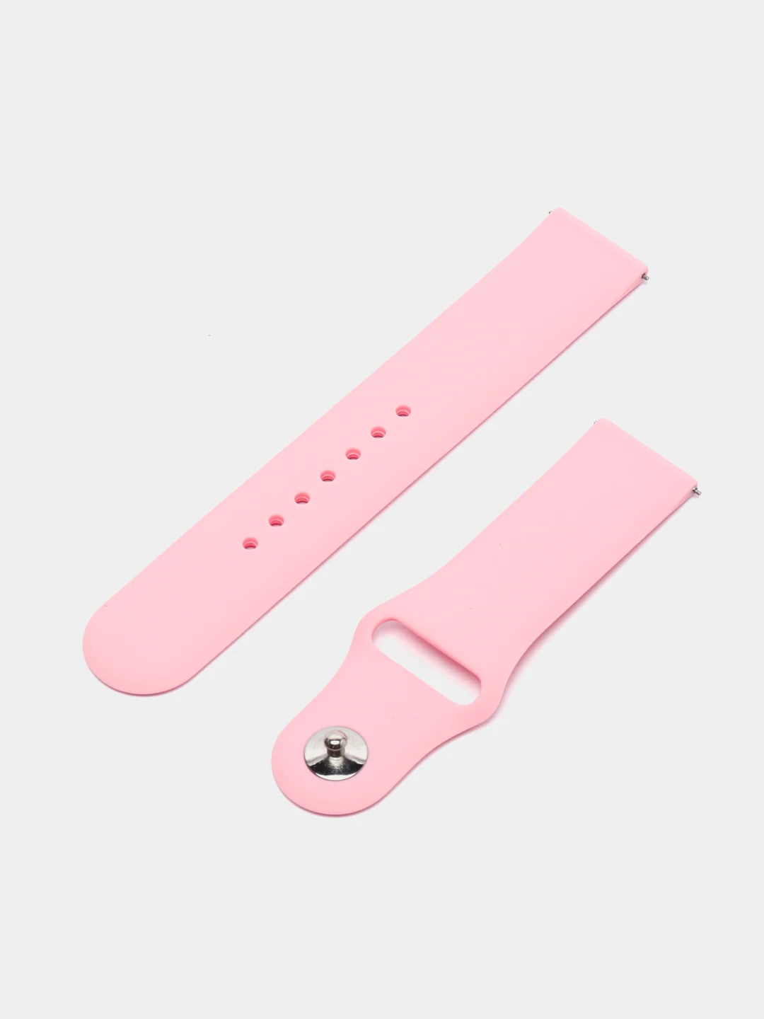 Розовый ремешок силиконовый с кнопкой для Xiaomi, Amazfit Bip, Samsung, Huawei, 22 мм