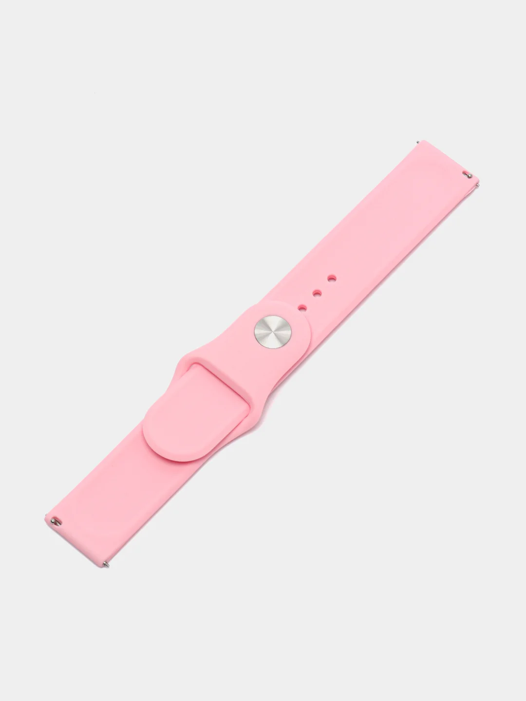 Розовый ремешок силиконовый с кнопкой для Xiaomi, Amazfit Bip, Samsung, Huawei, 22 мм