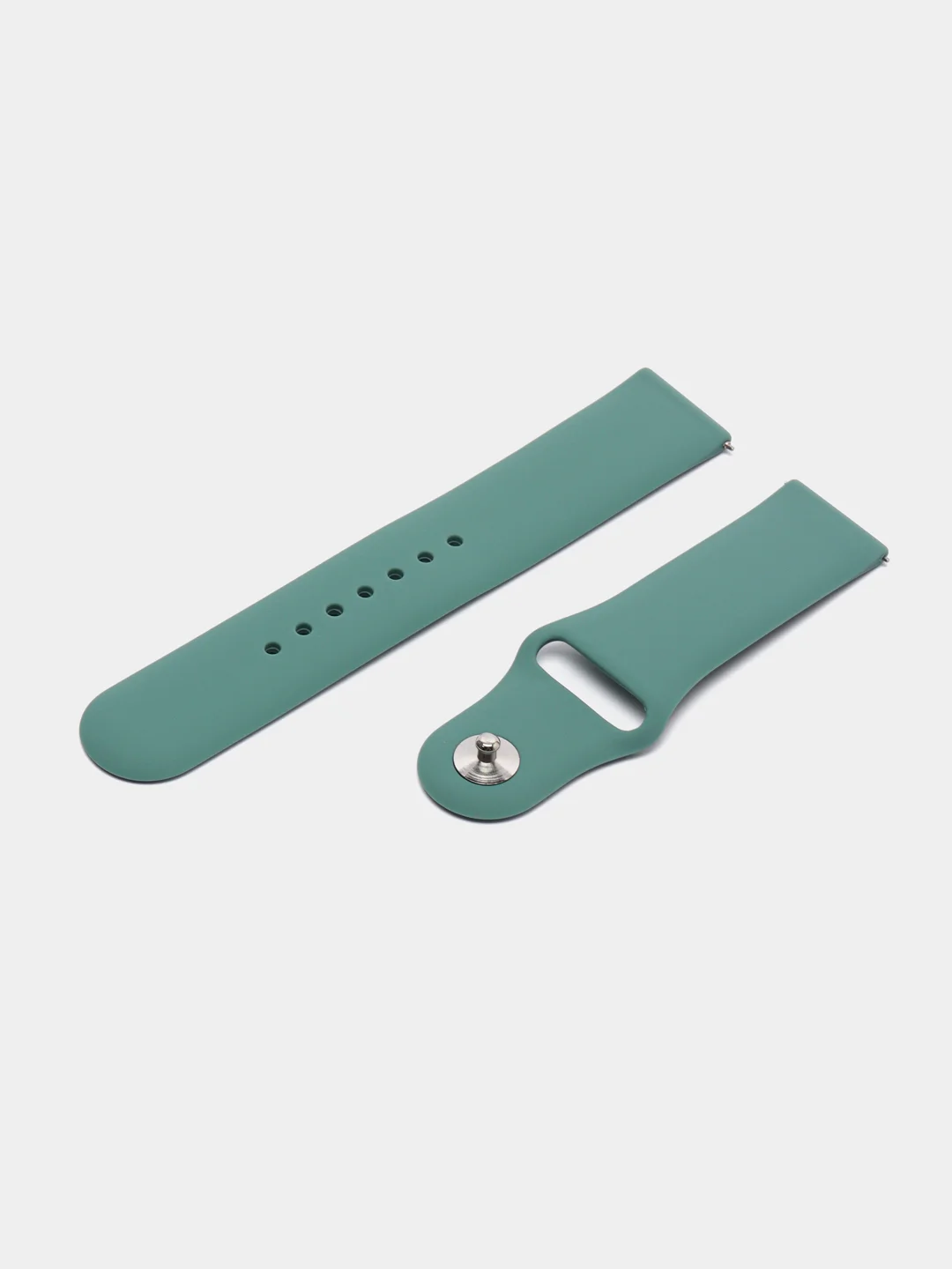 Зеленый ремешок силиконовый с кнопкой для Xiaomi, Amazfit Bip, Samsung, Huawei, 22 мм