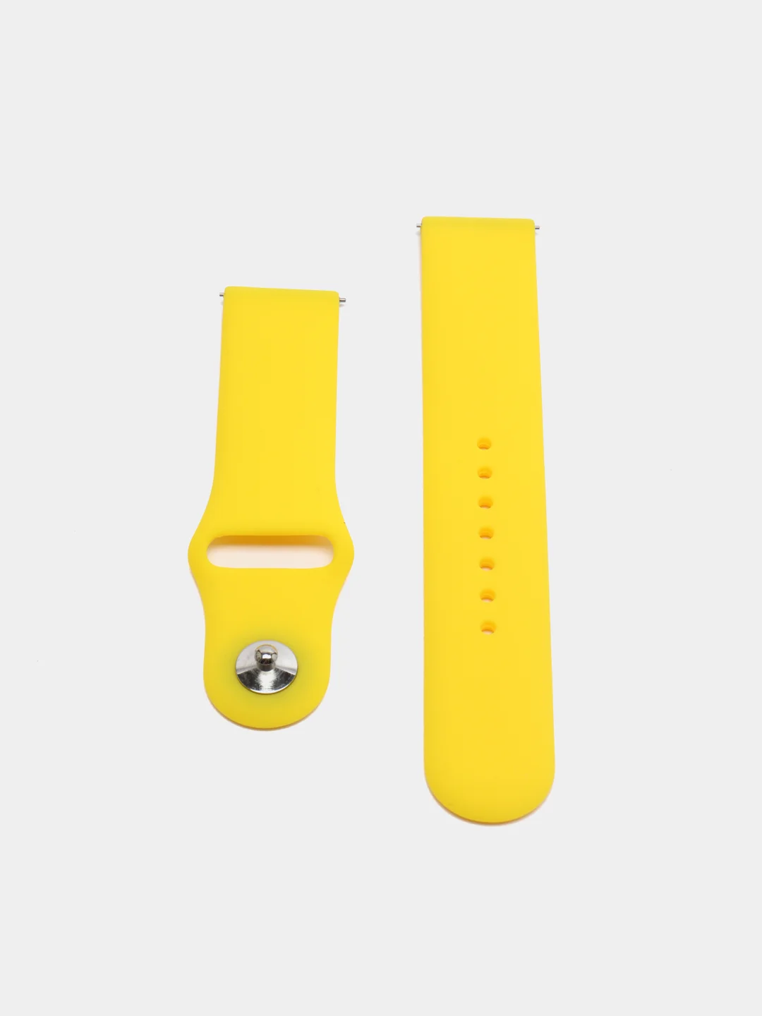 Желтый ремешок силиконовый с кнопкой для Xiaomi, Amazfit Bip, Samsung, Huawei, 22 мм