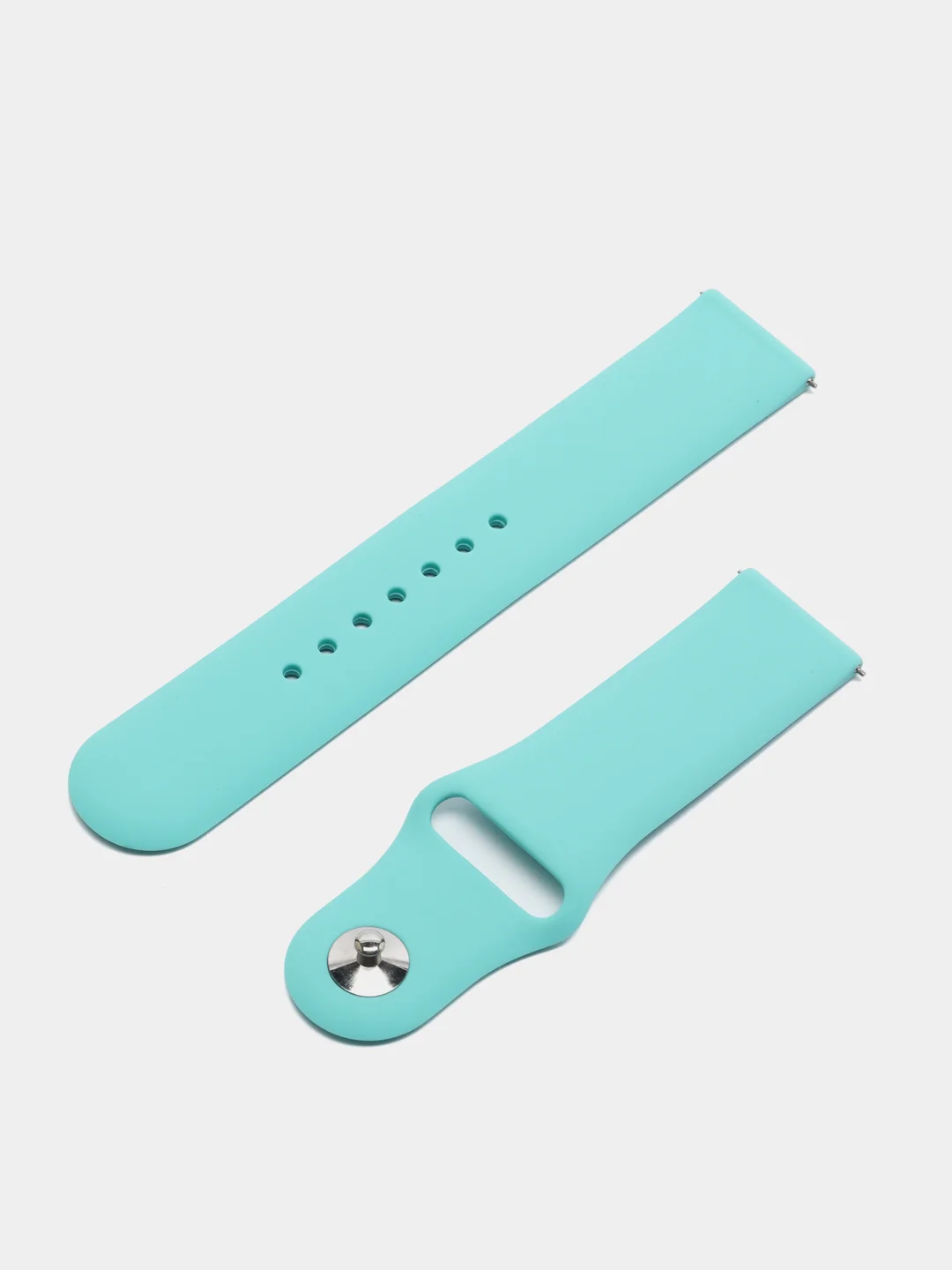 Бирюзовый ремешок силиконовый с кнопкой для Xiaomi, Amazfit Bip, Samsung, Huawei, 22 мм
