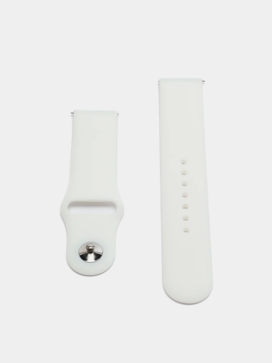 Белый ремешок силиконовый с кнопкой для Xiaomi, Amazfit Bip, Samsung, Huawei, 22 мм