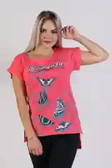 Коралловый футболка "Полет бабочки", женская