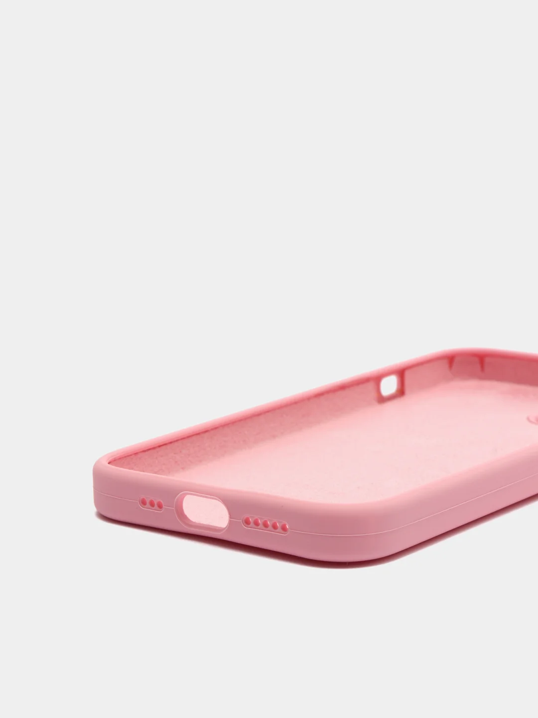 Розовый силиконовый защитный чехол для iPhone 13 с закрытым низом