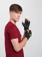 Желтый перчатки для спорта велосипедные, полпальца