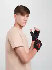 Красный перчатки для спорта велосипедные, полпальца