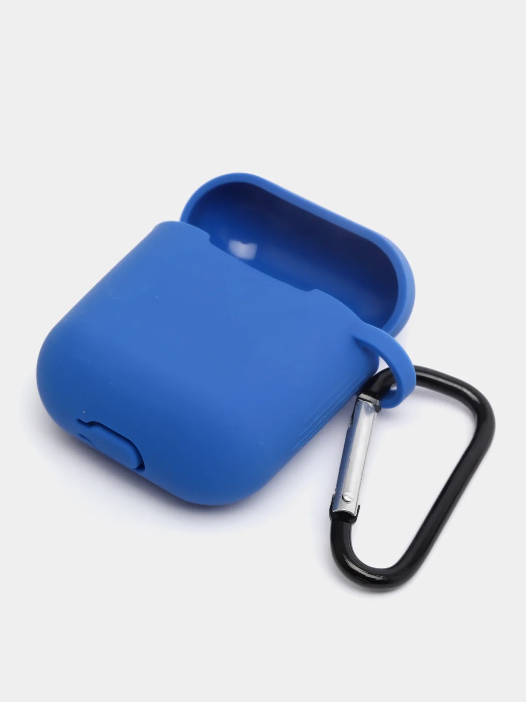 Синий силиконовый чехол для Apple Airpods 1/2 с карабином аирподс