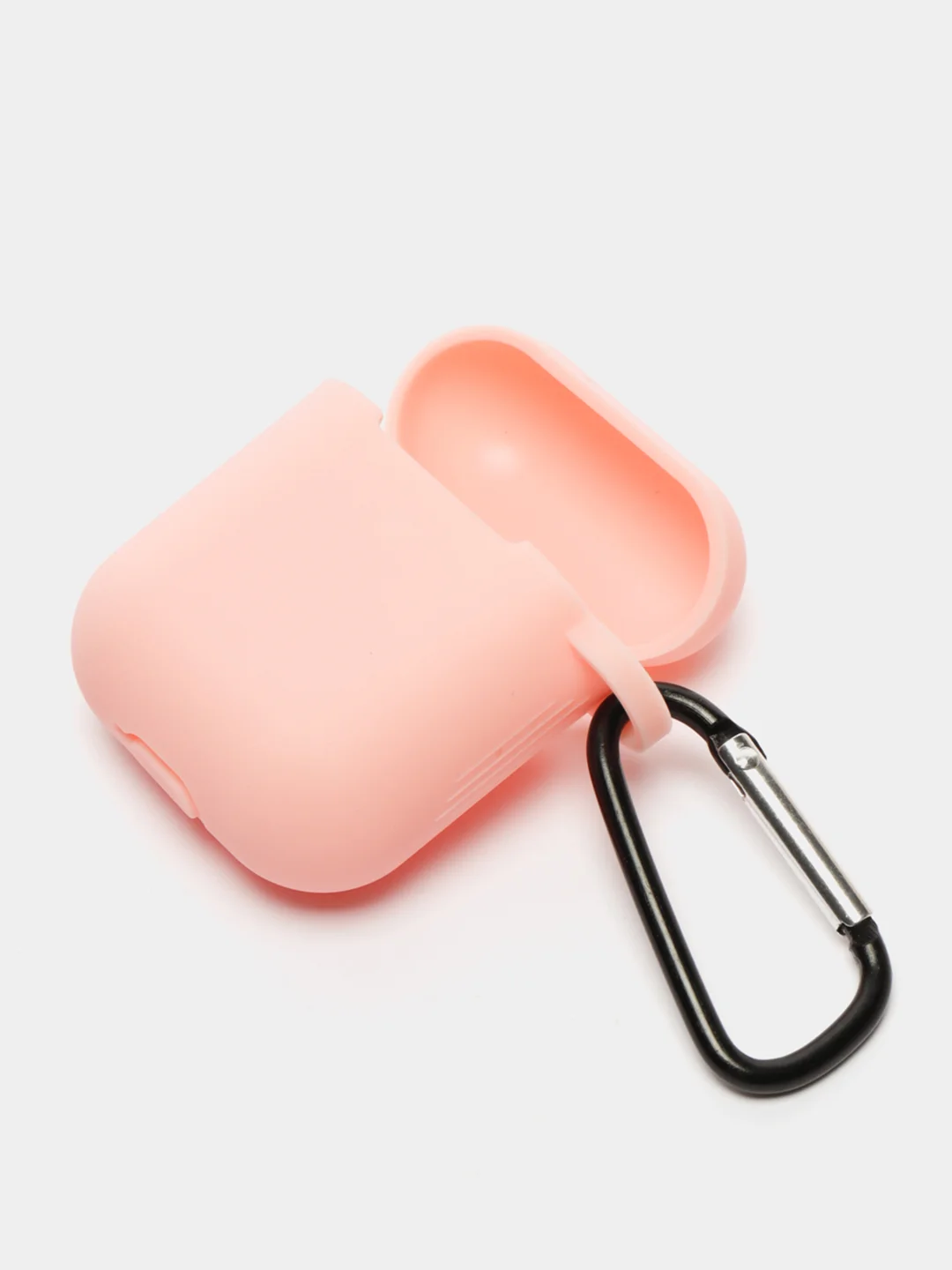 Розовый силиконовый чехол для Apple Airpods 1/2 с карабином аирподс