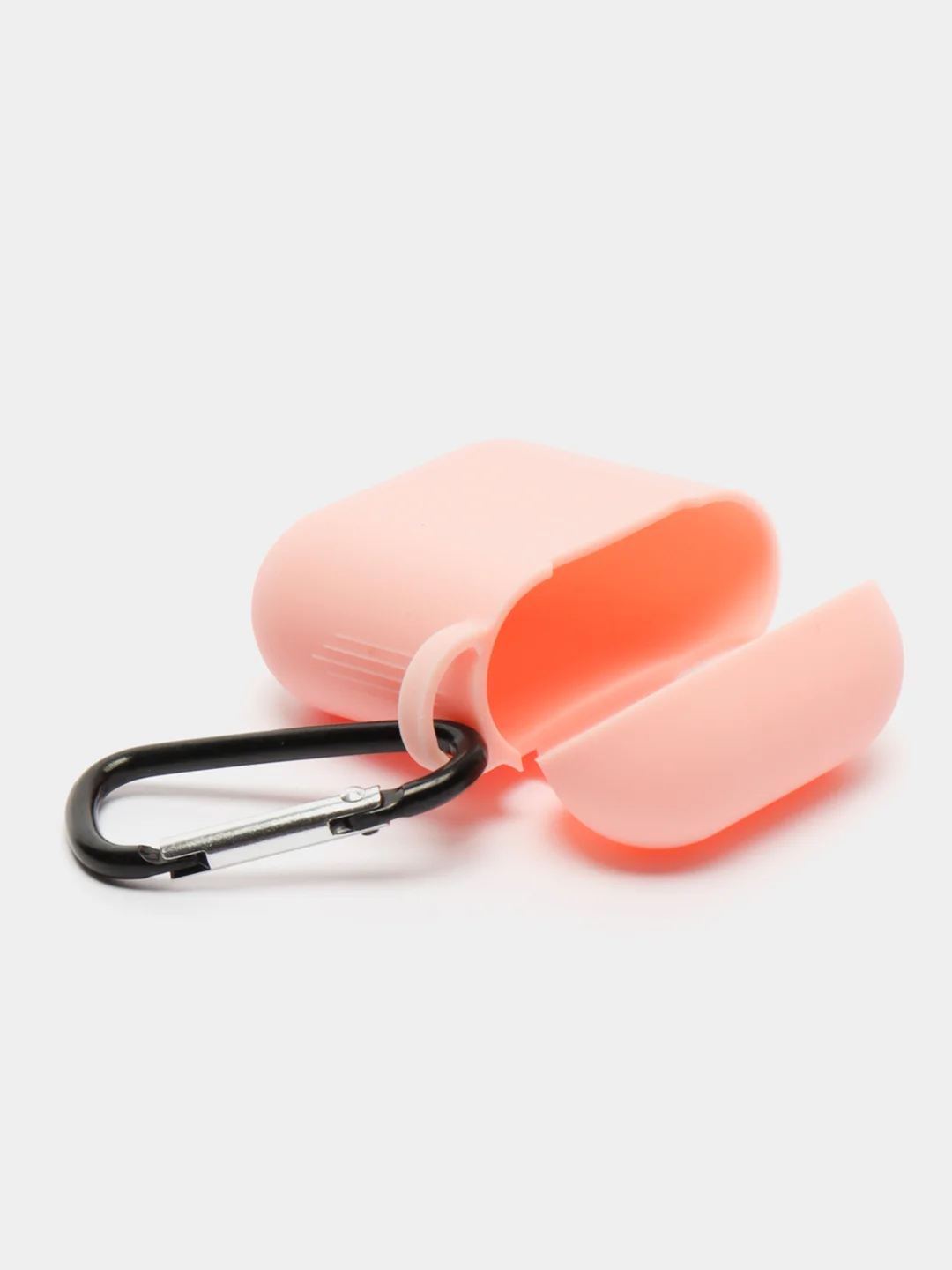 Розовый силиконовый чехол для Apple Airpods 1/2 с карабином аирподс
