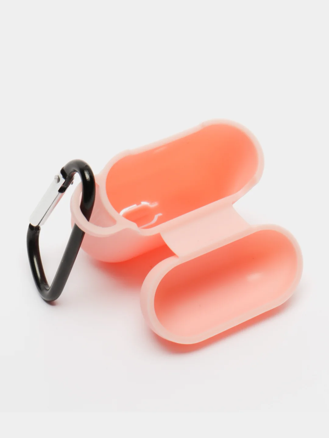 Розовый силиконовый чехол для Apple Airpods 1/2 с карабином аирподс