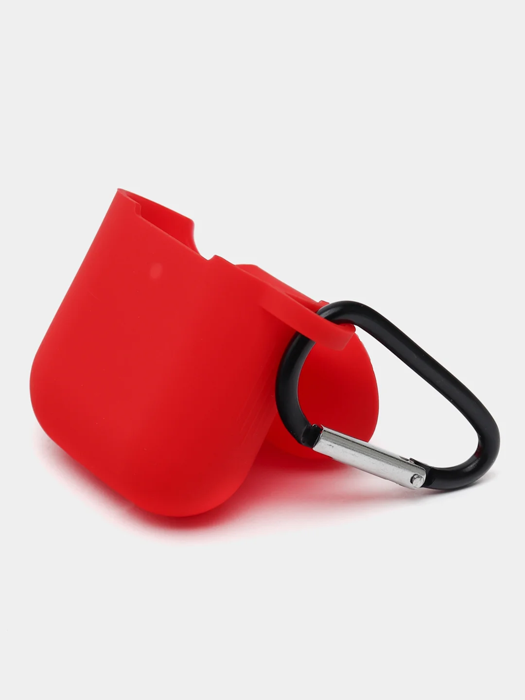 Красный силиконовый чехол для Apple Airpods 1/2 с карабином аирподс