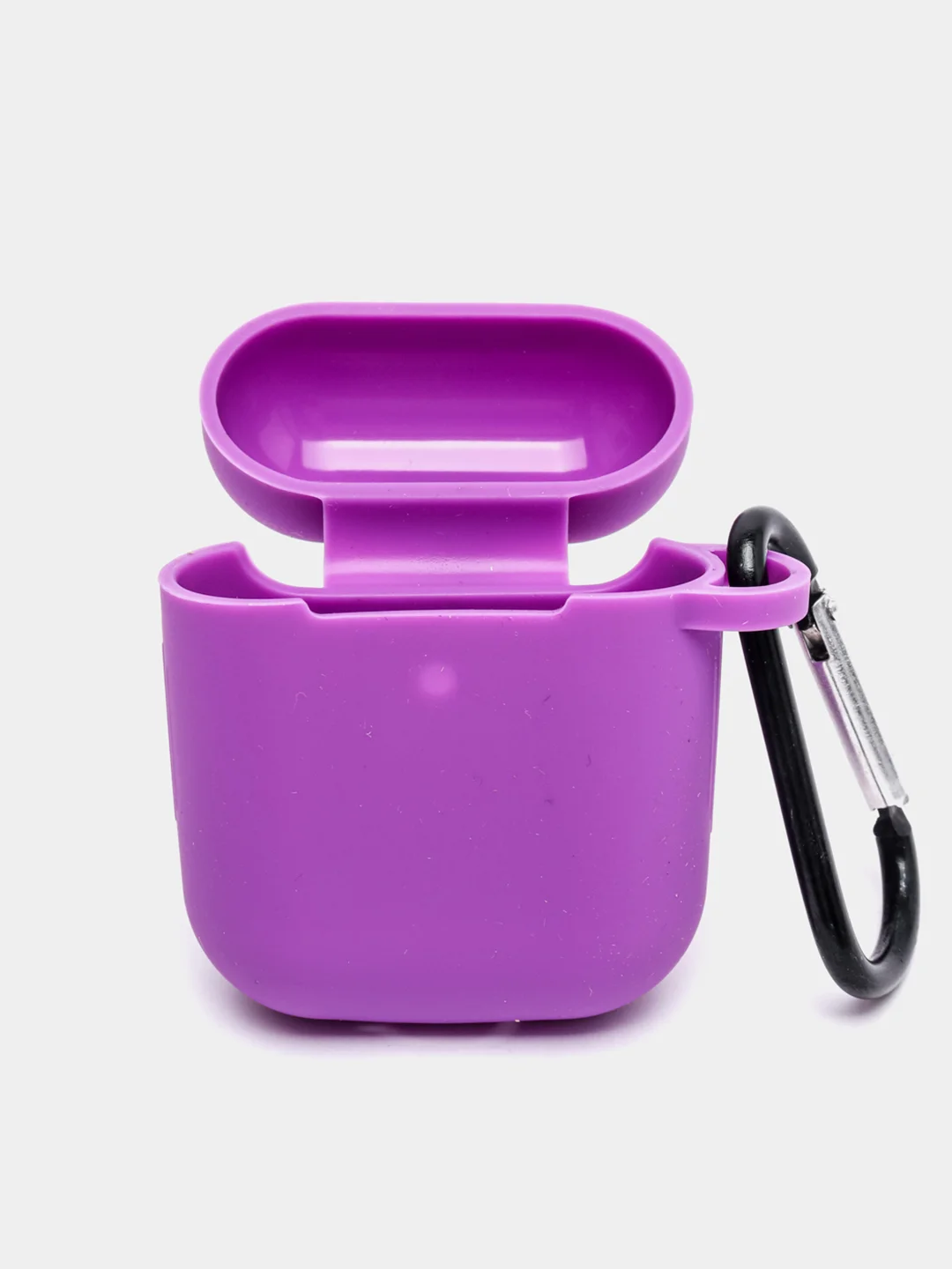 Фиолетовый силиконовый чехол для Apple Airpods 1/2 с карабином аирподс