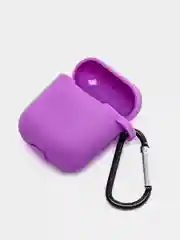 Фиолетовый силиконовый чехол для Apple Airpods 1/2 с карабином аирподс