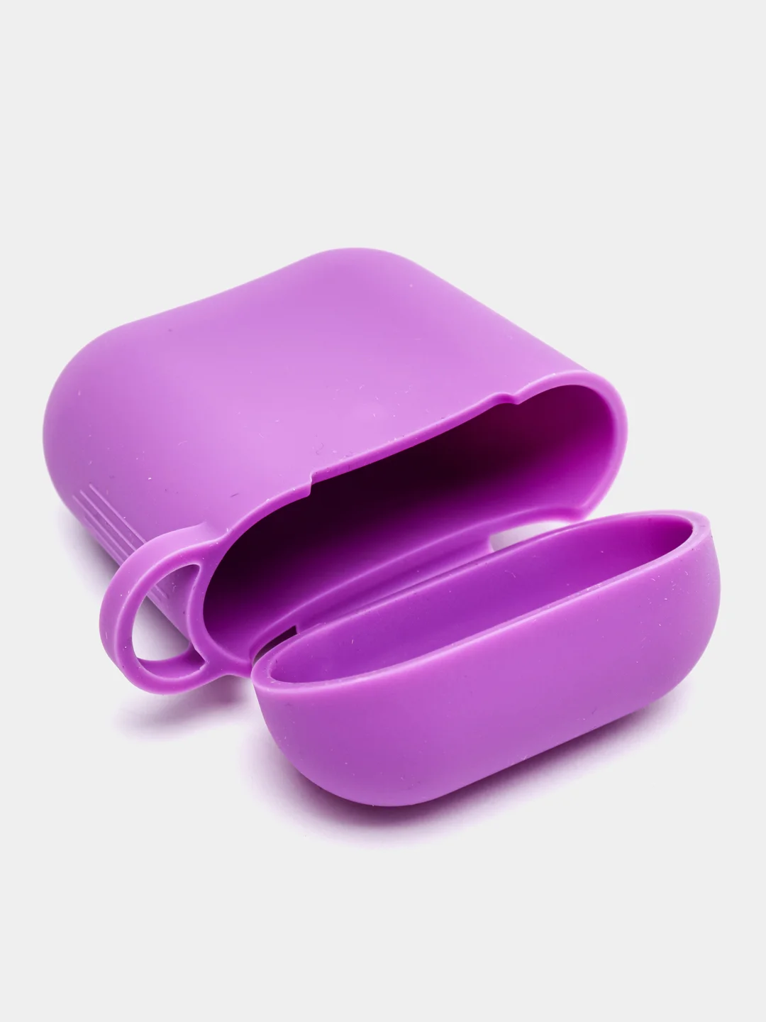 Фиолетовый силиконовый чехол для Apple Airpods 1/2 с карабином аирподс