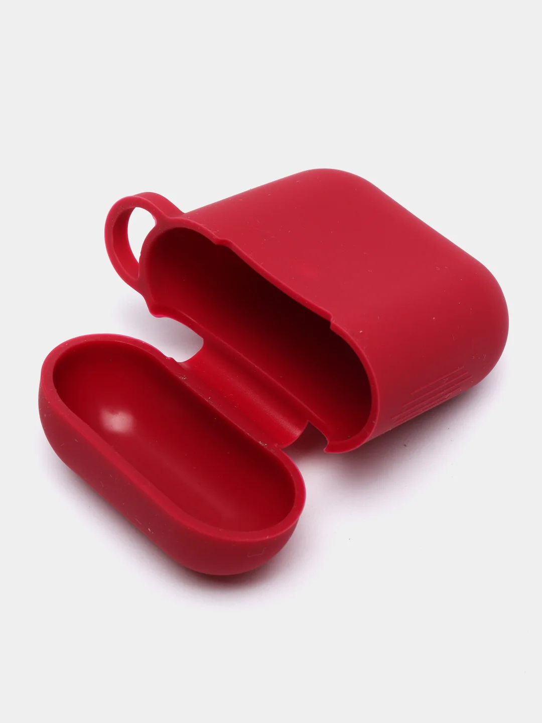 Багровый силиконовый чехол для Apple Airpods 1/2 с карабином аирподс