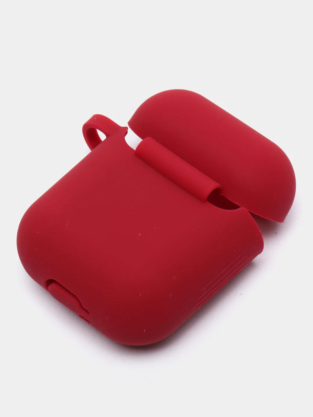 Багровый силиконовый чехол для Apple Airpods 1/2 с карабином аирподс