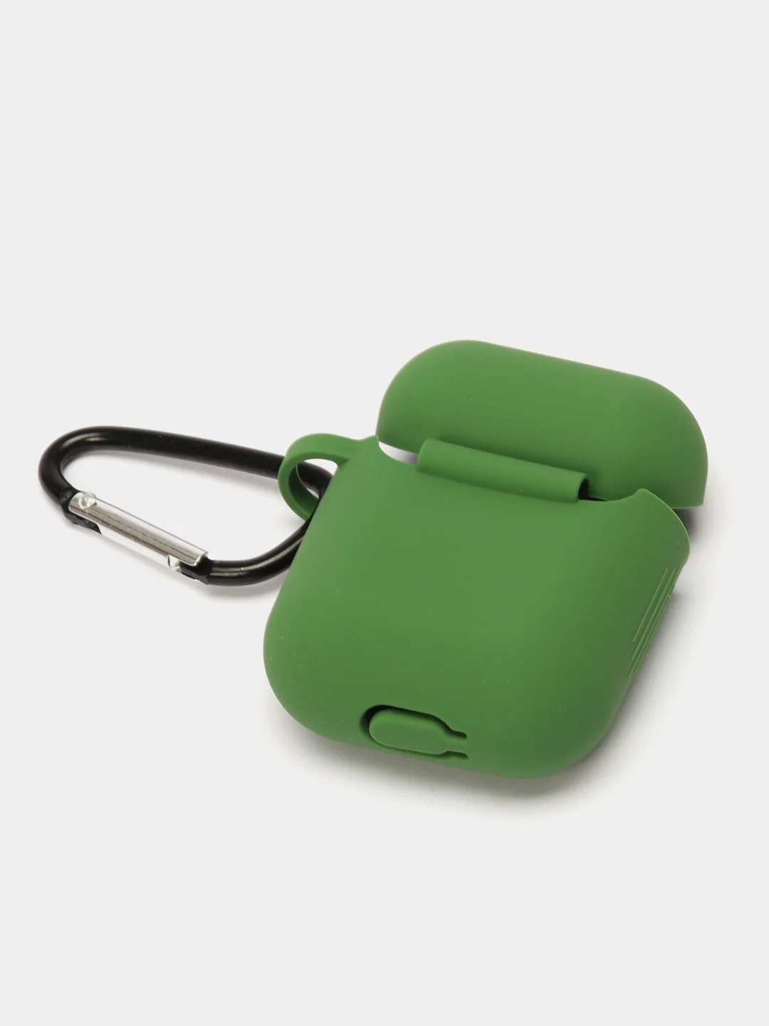 Зеленый силиконовый чехол для Apple Airpods 1/2 с карабином аирподс