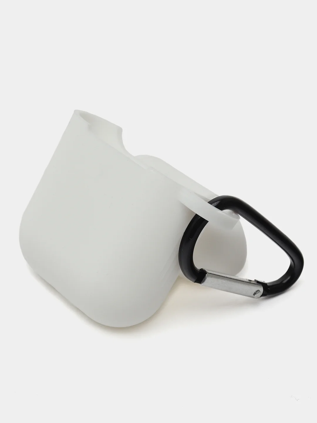 Белый силиконовый чехол для Apple Airpods 1/2 с карабином аирподс