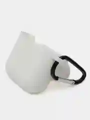 Белый силиконовый чехол для Apple Airpods 1/2 с карабином аирподс