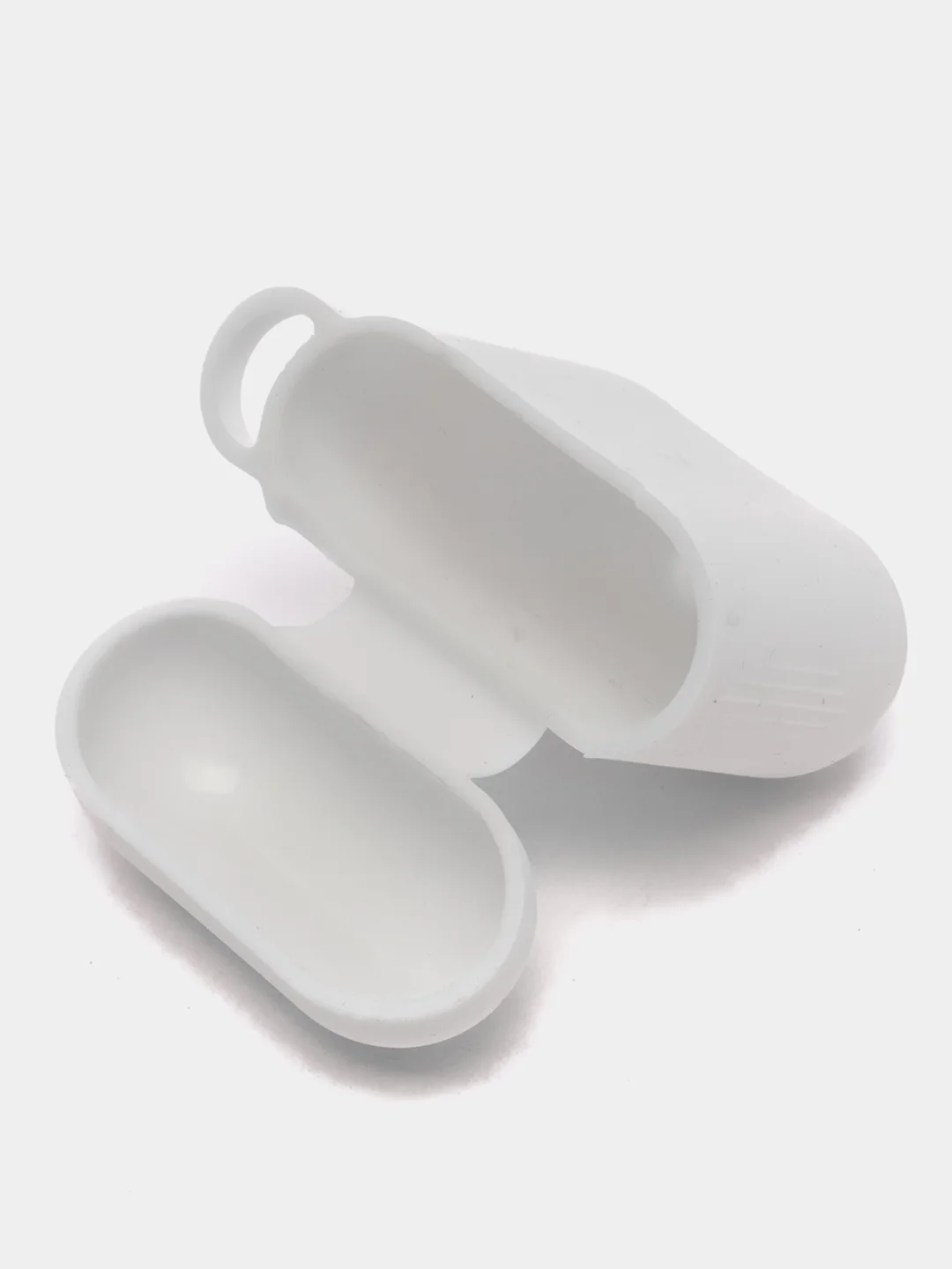 Белый силиконовый чехол для Apple Airpods 1/2 с карабином аирподс