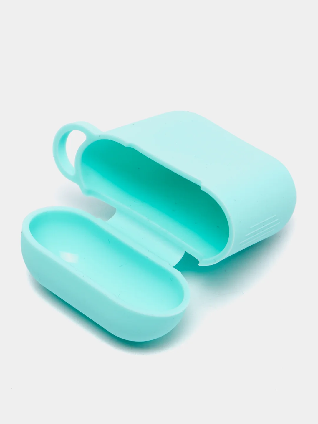 Мятный силиконовый чехол для Apple Airpods 1/2 с карабином аирподс