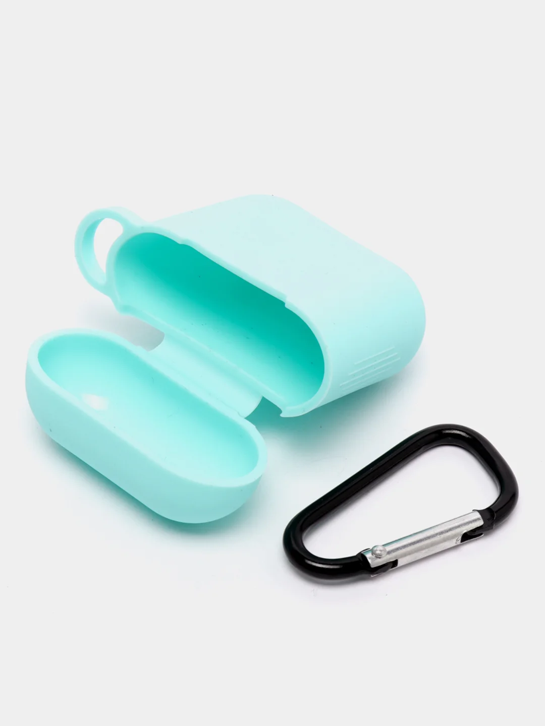Мятный силиконовый чехол для Apple Airpods 1/2 с карабином аирподс