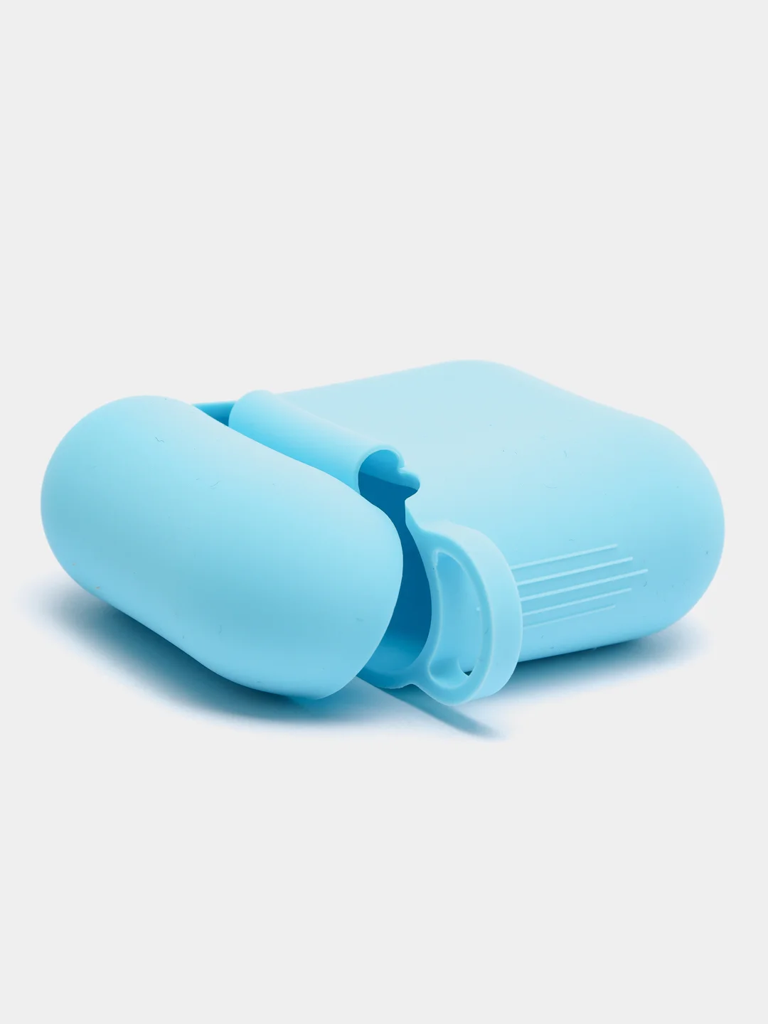 Голубой силиконовый чехол для Apple Airpods 1/2 с карабином аирподс