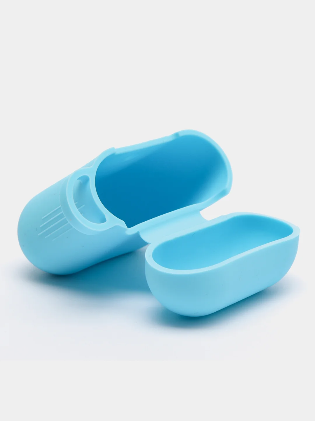Голубой силиконовый чехол для Apple Airpods 1/2 с карабином аирподс