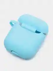 Голубой силиконовый чехол для Apple Airpods 1/2 с карабином аирподс