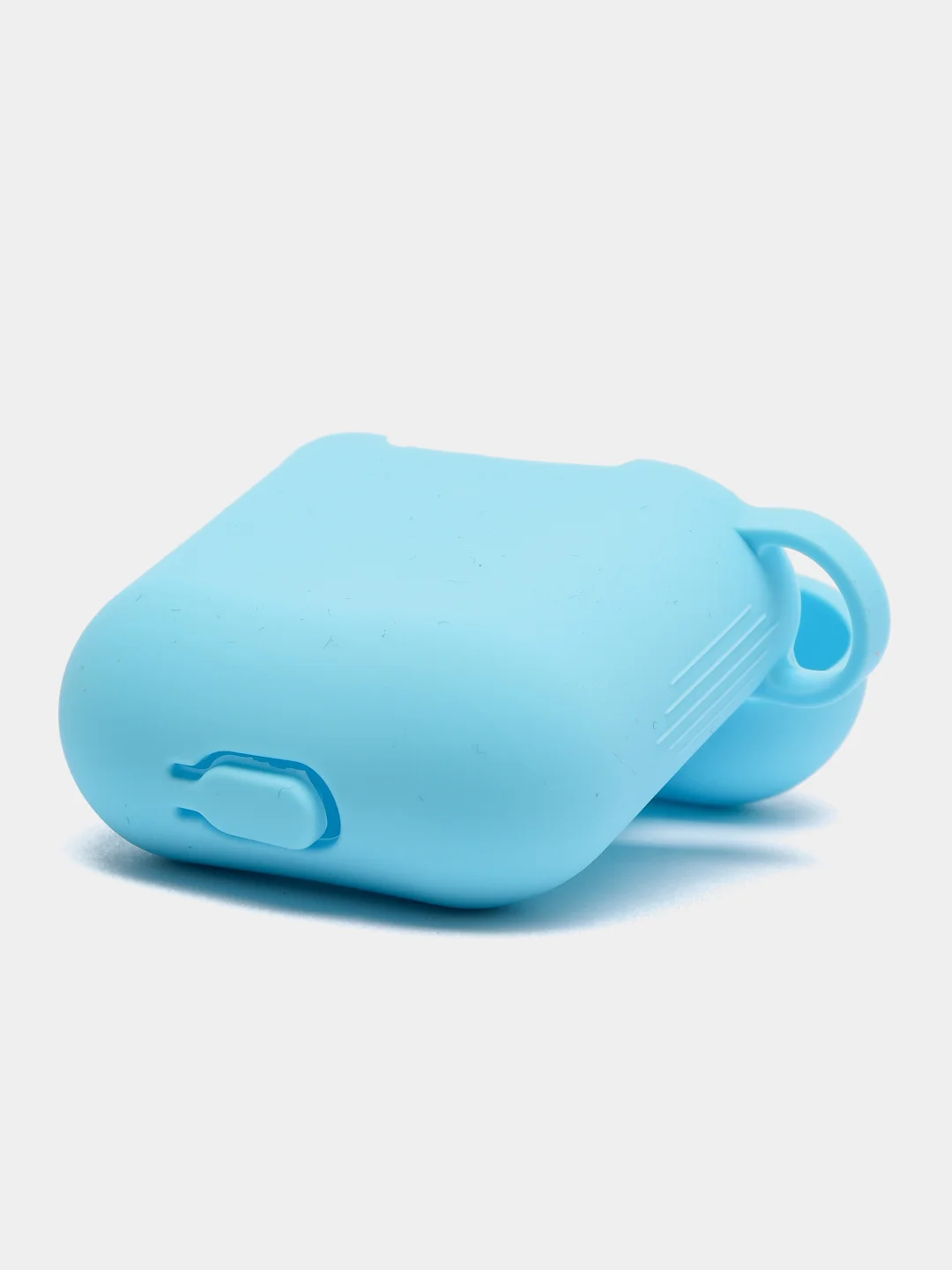 Голубой силиконовый чехол для Apple Airpods 1/2 с карабином аирподс