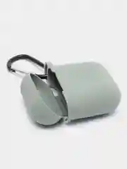 Серый силиконовый чехол для Apple Airpods 1/2 с карабином аирподс