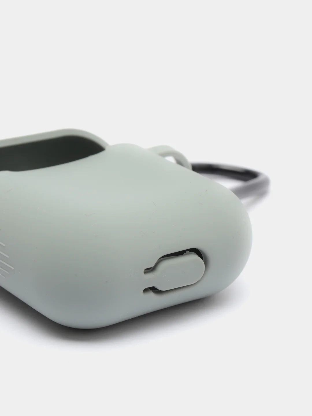 Серый силиконовый чехол для Apple Airpods 1/2 с карабином аирподс