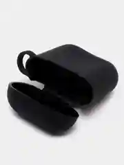 Черный силиконовый чехол для Apple Airpods 1/2 с карабином аирподс