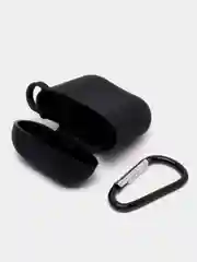 Черный силиконовый чехол для Apple Airpods 1/2 с карабином аирподс