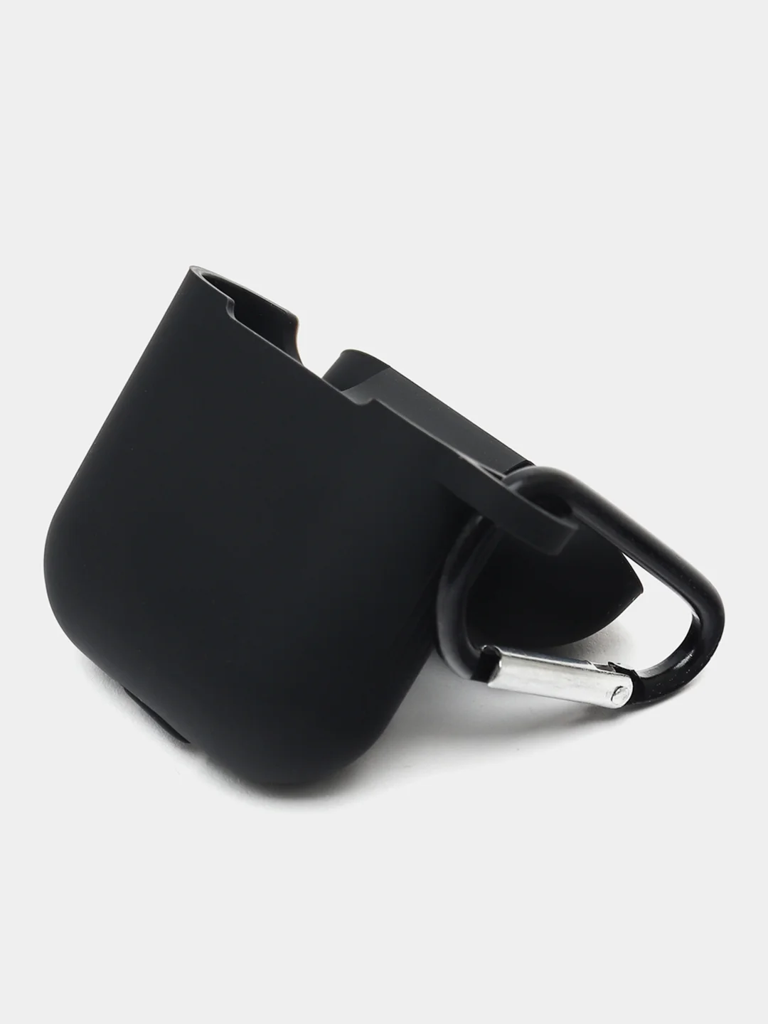 Черный силиконовый чехол для Apple Airpods 1/2 с карабином аирподс