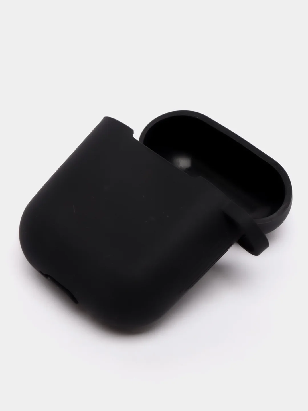 Черный силиконовый чехол для Apple Airpods 1/2 с карабином аирподс