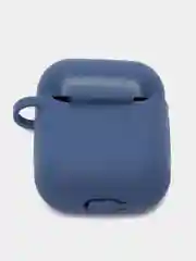 Темно-синий силиконовый чехол для Apple Airpods 1/2 с карабином аирподс