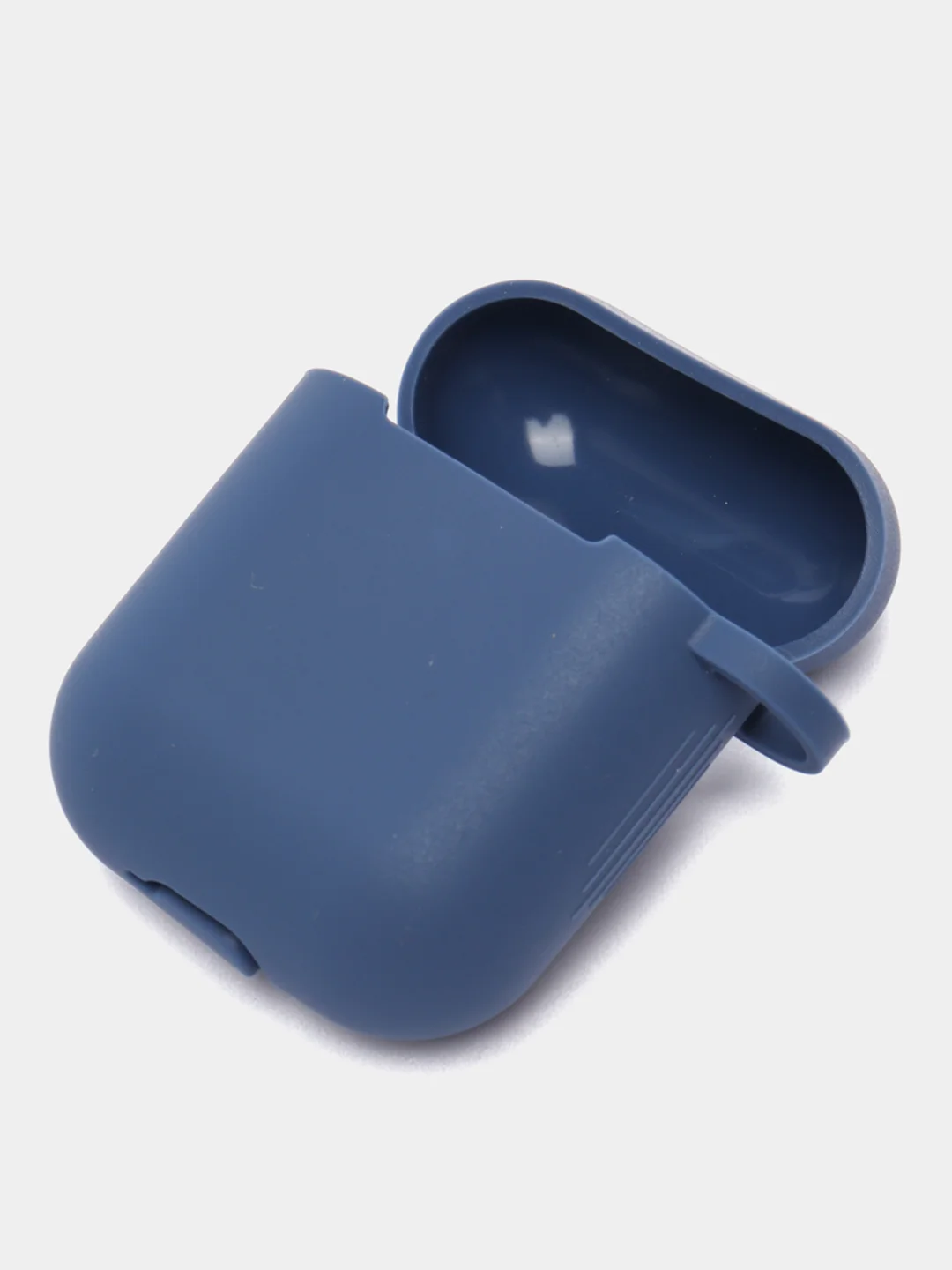 Темно-синий силиконовый чехол для Apple Airpods 1/2 с карабином аирподс