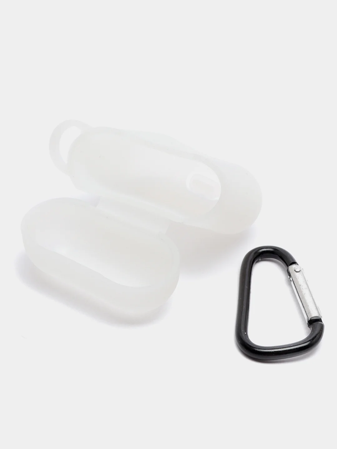 Прозрачный силиконовый чехол для Apple Airpods 1/2 с карабином аирподс