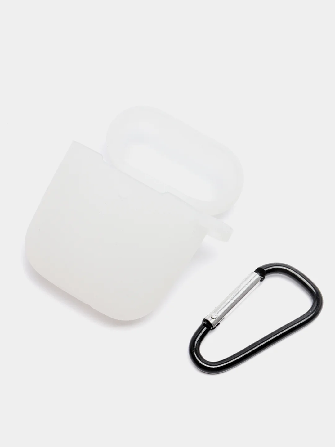 Прозрачный силиконовый чехол для Apple Airpods 1/2 с карабином аирподс